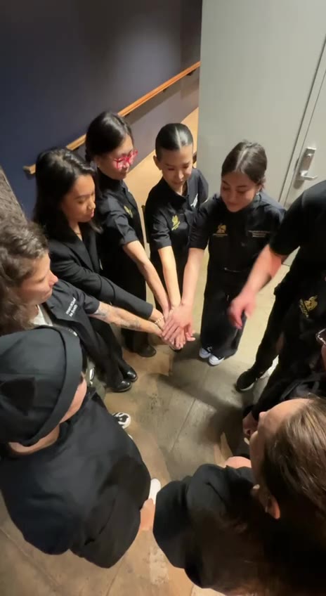 High Touch Catering team pre-event at Hibernia SF — team huddle